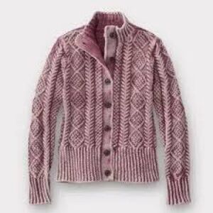 Signature Fisherman Cable Knit Cardigan - Pink